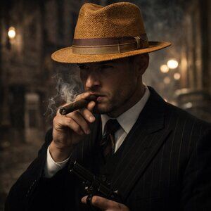 Brixton Roma Straw Fedora Hat — Coffee Brown — Size XL